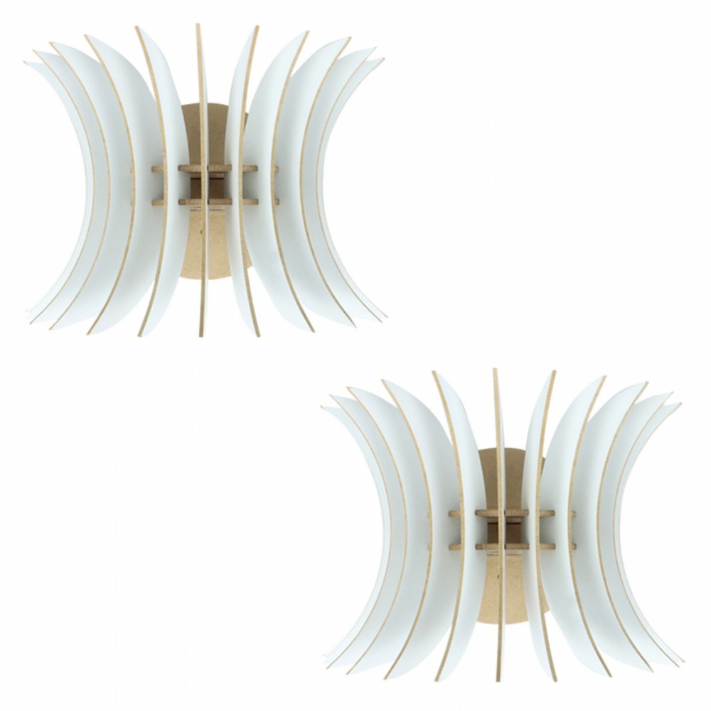 Σετ απλίκες 2τμχ από MDF σε λευκό χρώμα Ε27 28x20x20