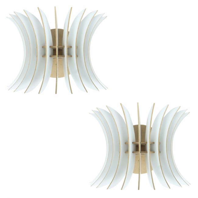Σετ απλίκες 2τμχ από MDF σε λευκό χρώμα Ε27 28x20x20