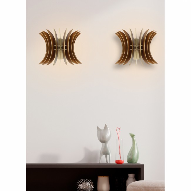 Σετ απλίκες 2τμχ από MDF σε καρυδί χρώμα Ε27 28x20x20