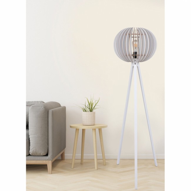 Φωτιστικό δαπέδου από MDF σε λευκό χρώμα Ε27 Φ36x145