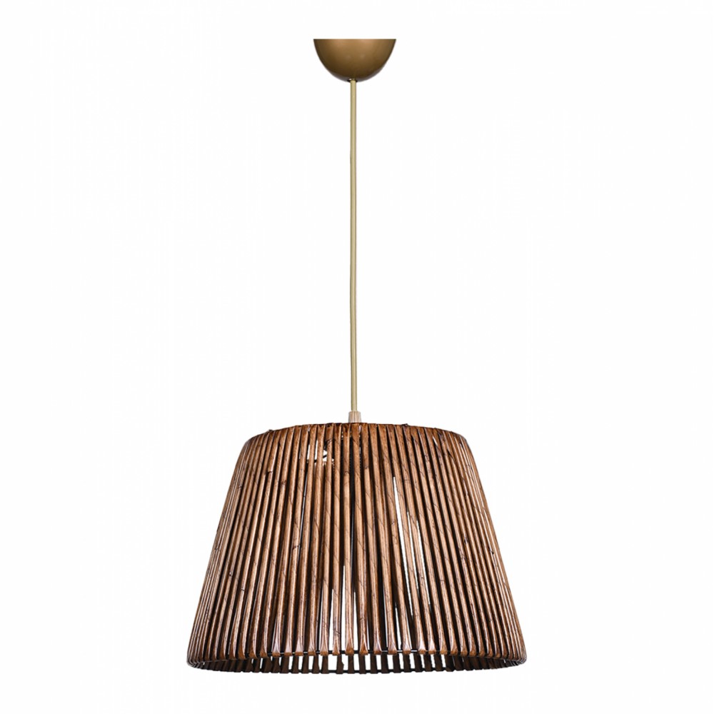 Φωτιστικό μονόφωτο από μπαμπού/μέταλλο σε καρυδί/χρυσό χρώμα Ε27 30x21x70