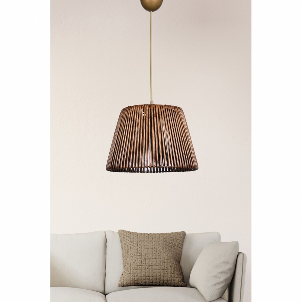 Φωτιστικό μονόφωτο από μπαμπού/μέταλλο σε καρυδί/χρυσό χρώμα Ε27 30x21x70