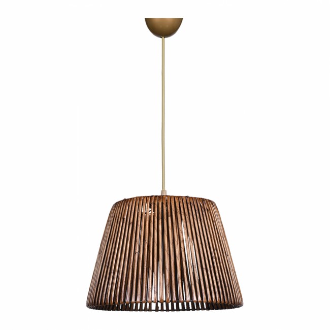 Φωτιστικό μονόφωτο από μπαμπού/μέταλλο σε καρυδί/χρυσό χρώμα Ε27 30x21x70