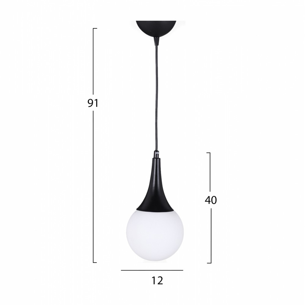 Φωτιστικό μονόφωτο από μέταλλο σε μαύρο/λευκό χρώμα Ε27 12x91