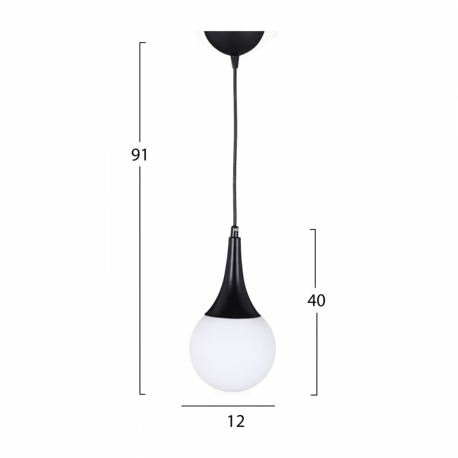 Φωτιστικό μονόφωτο από μέταλλο σε μαύρο/λευκό χρώμα Ε27 12x91