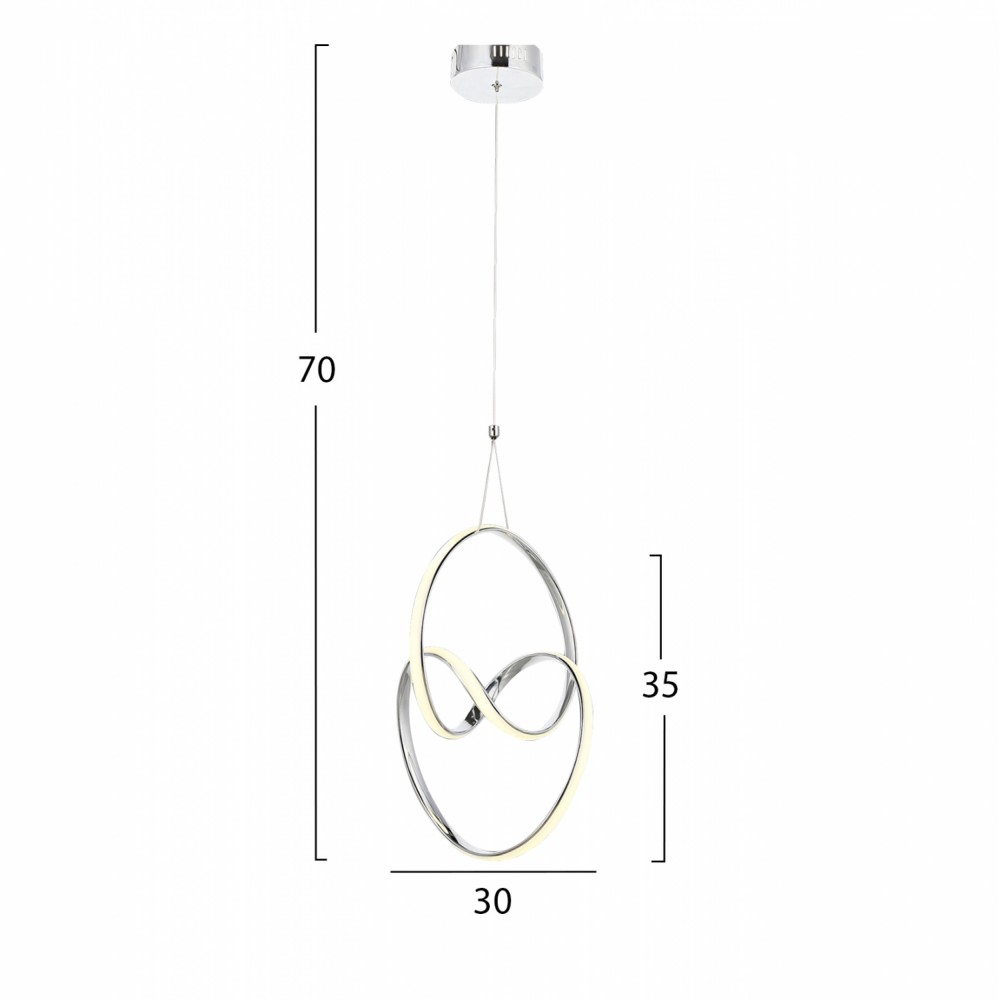Φωτιστικό μονόφωτο από μέταλλο σε χρωμίου χρώμα LED 30x30x70
