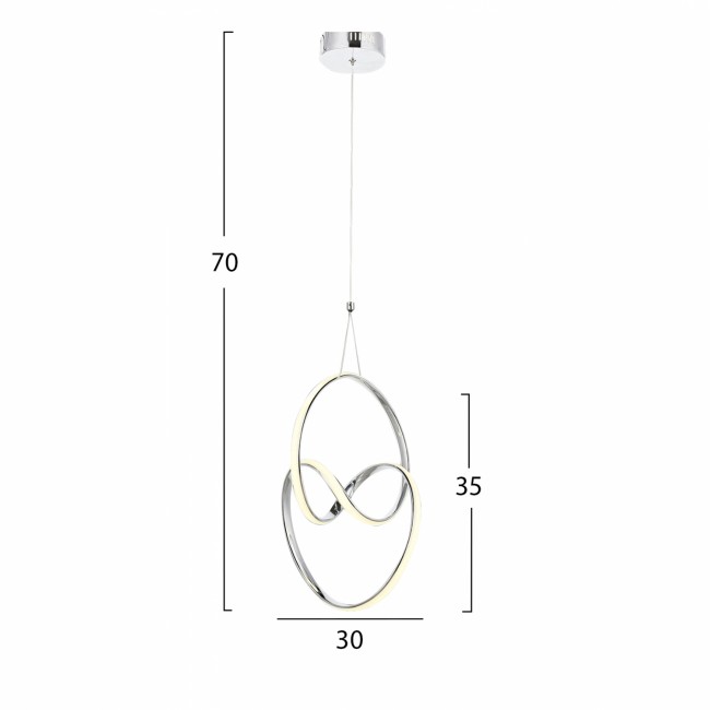 Φωτιστικό μονόφωτο από μέταλλο σε χρωμίου χρώμα LED 30x30x70