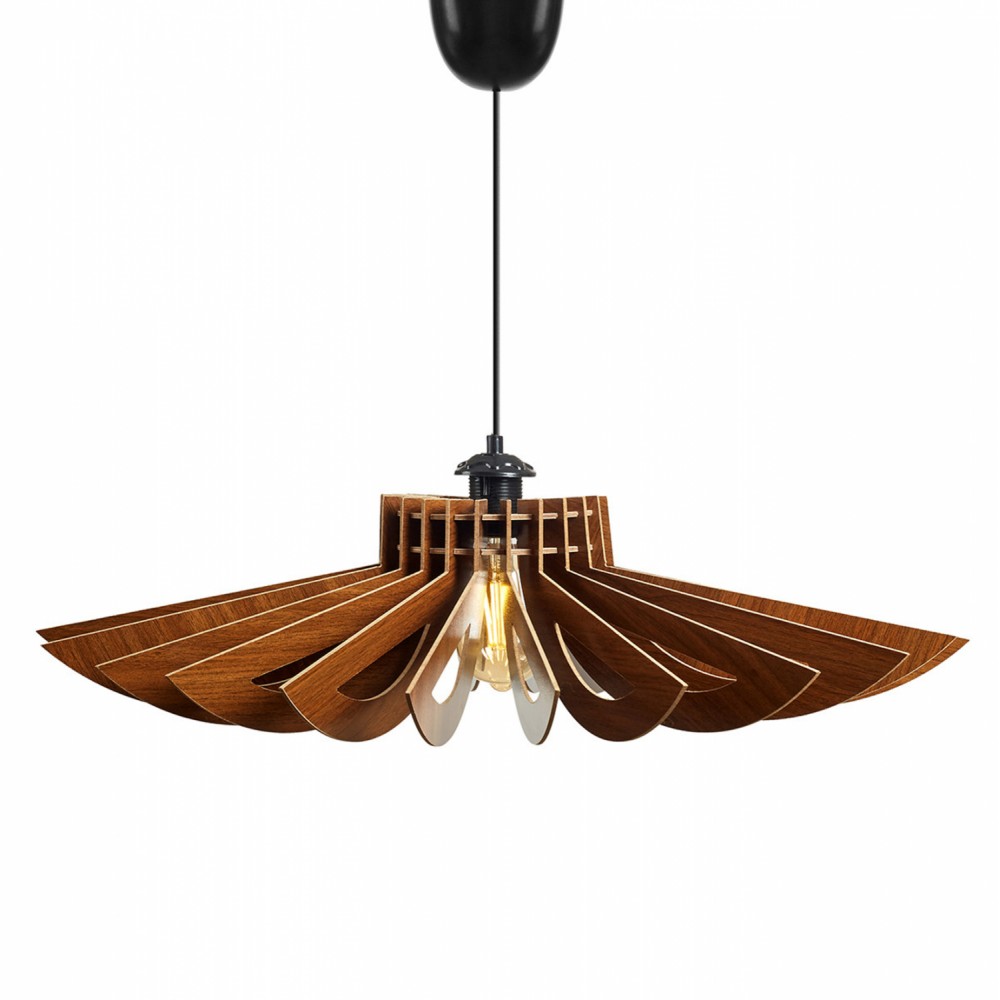 Φωτιστικό μονόφωτο από mdf σε χρώμα καρυδί Φ52x45