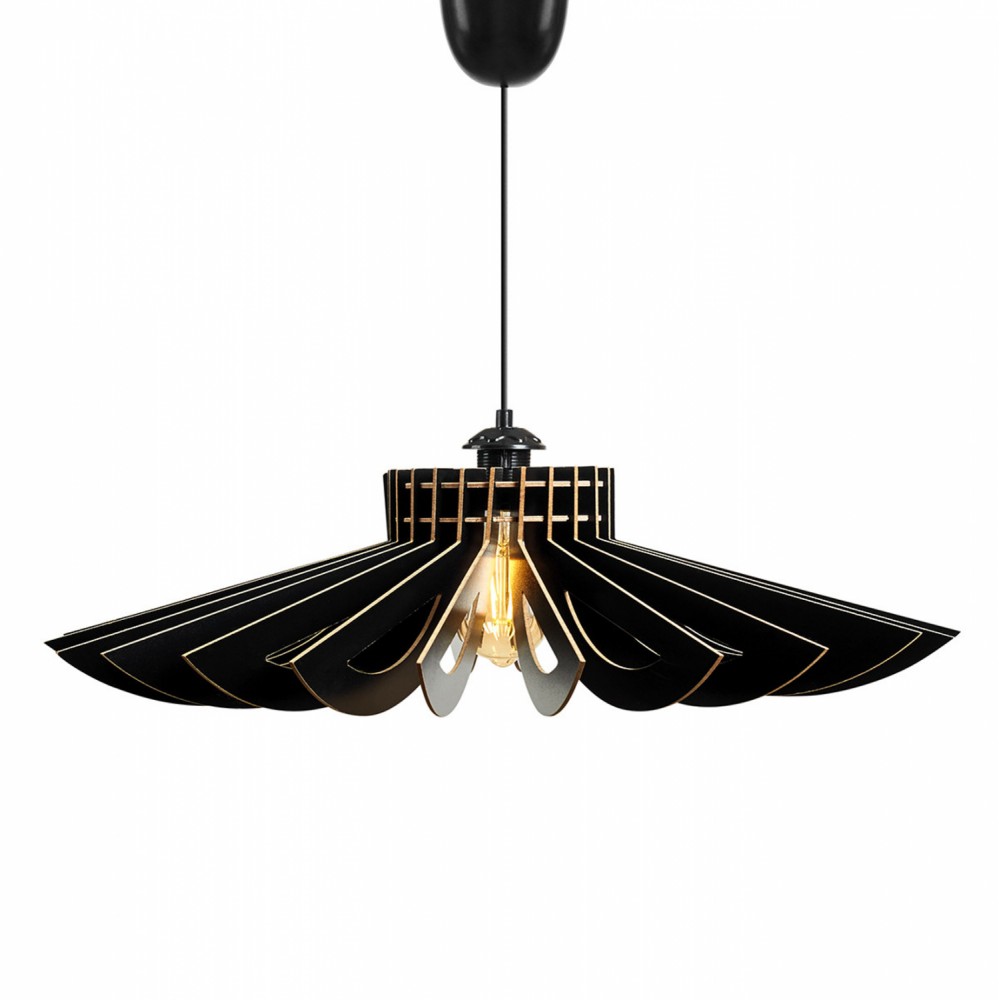 Φωτιστικό μονόφωτο από mdf σε χρώμα μαύρο Φ68x50