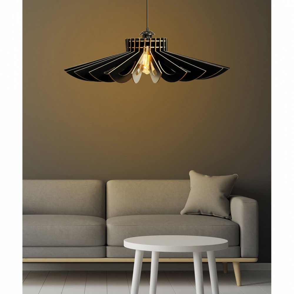 Φωτιστικό μονόφωτο από mdf σε χρώμα μαύρο Φ68x50