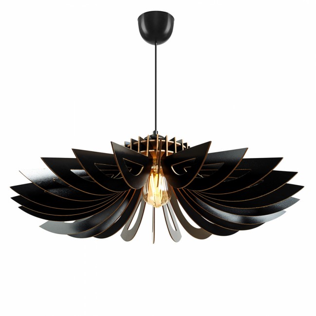 Φωτιστικό μονόφωτο από mdf σε χρώμα μαύρο Φ68x50