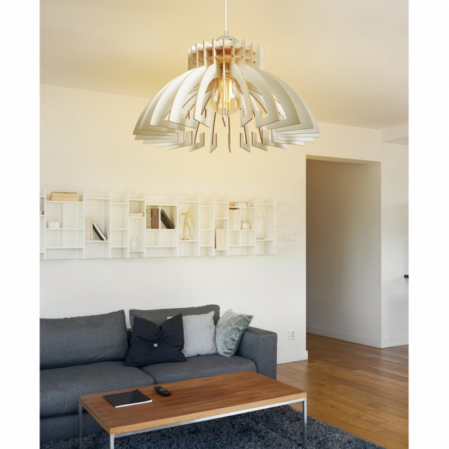 Φωτιστικό μονόφωτο από mdf σε χρώμα λευκό Φ54x65