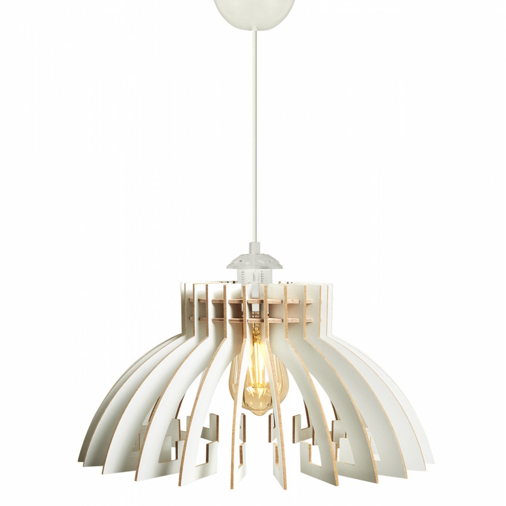 Φωτιστικό μονόφωτο από mdf σε χρώμα λευκό Φ54x65