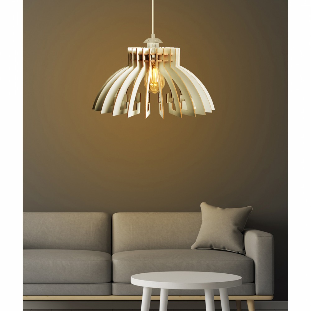 Φωτιστικό μονόφωτο από mdf σε χρώμα λευκό Φ54x65