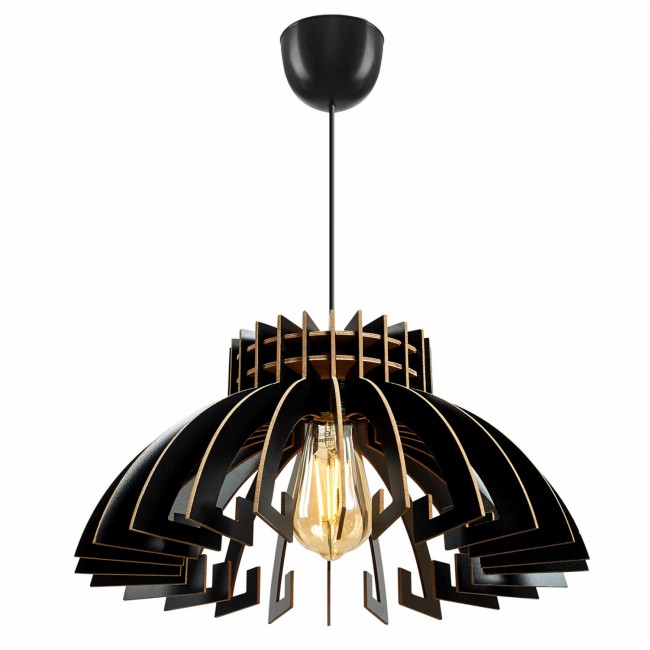 Φωτιστικό μονόφωτο από mdf σε χρώμα μαύρο Φ54x65