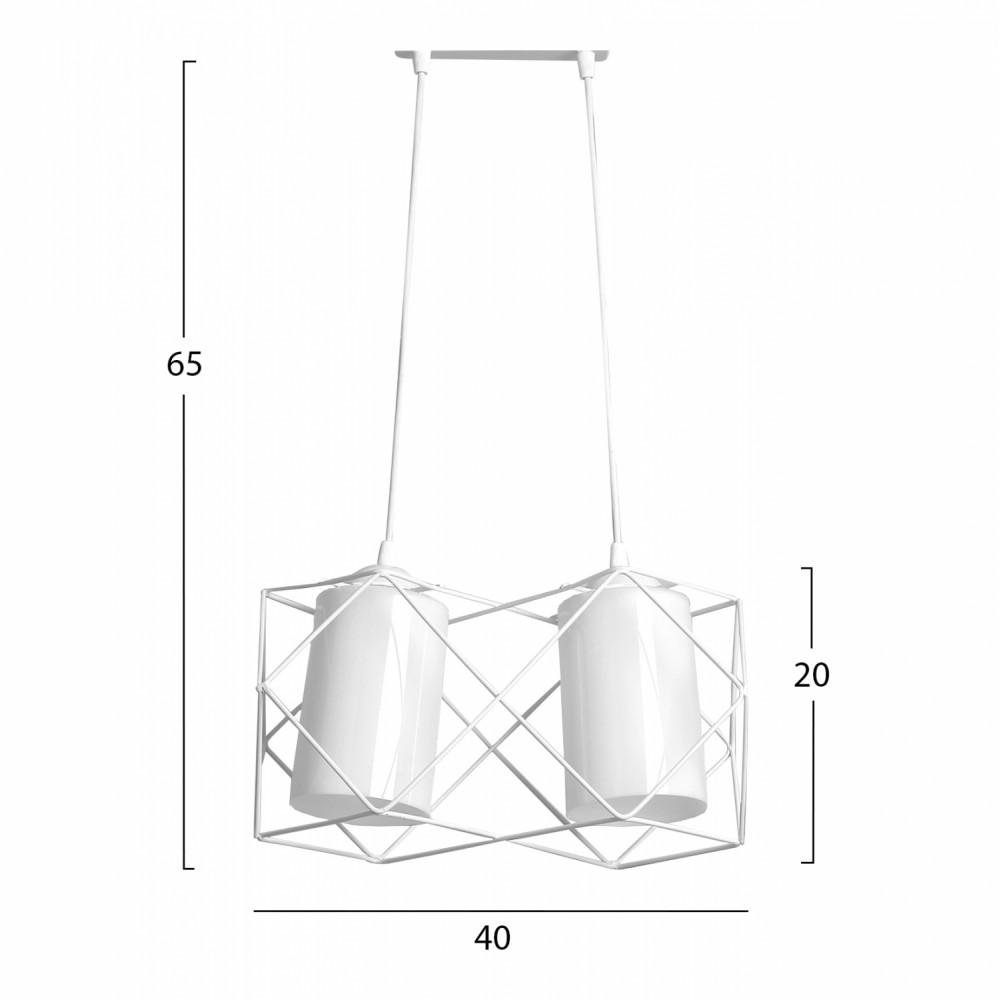 Φωτιστικό δίφωτο από μέταλλο σε λευκό χρώμα 40x65