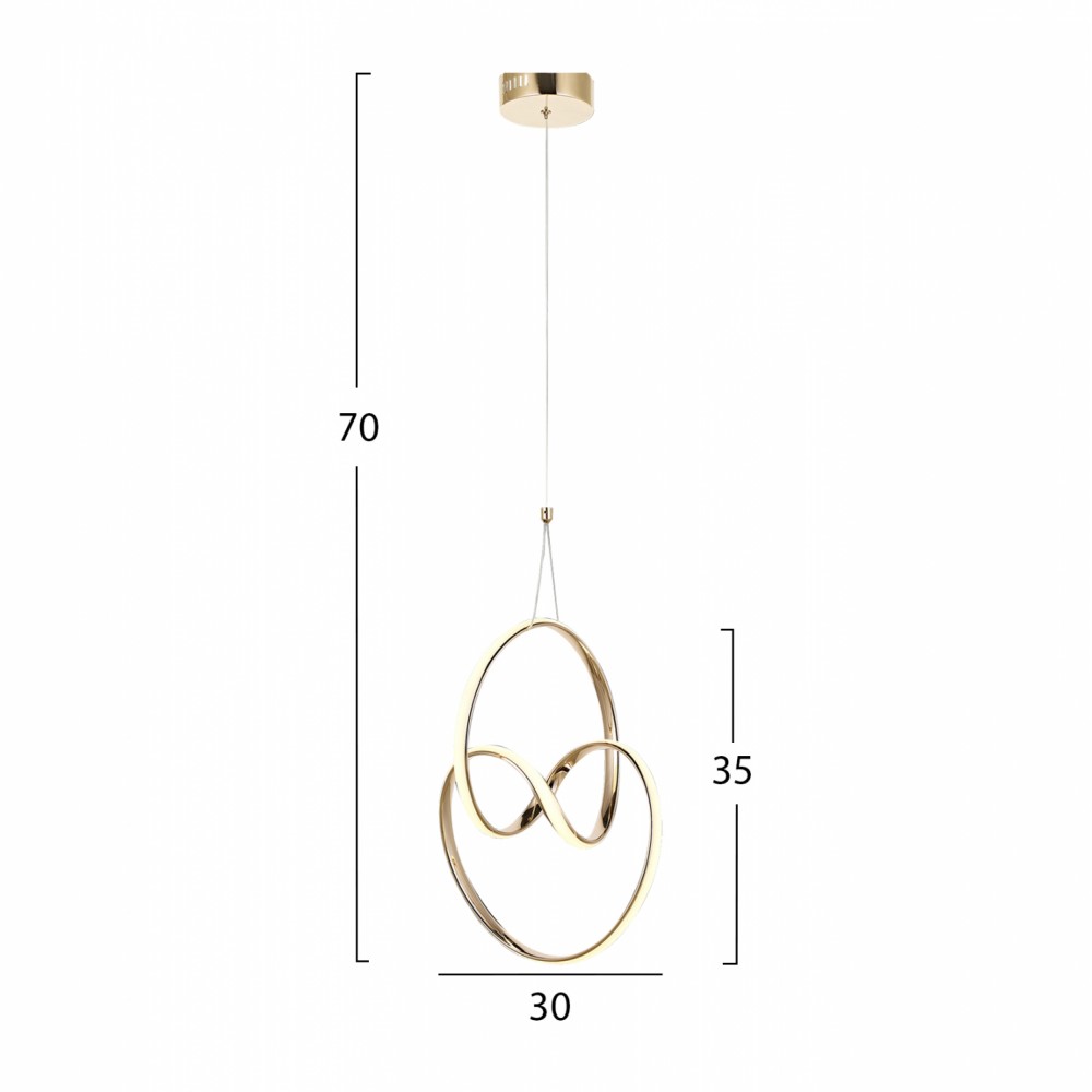 Φωτιστικό μονόφωτο από μέταλλο σε χρυσό χρώμα LED 30x30x70