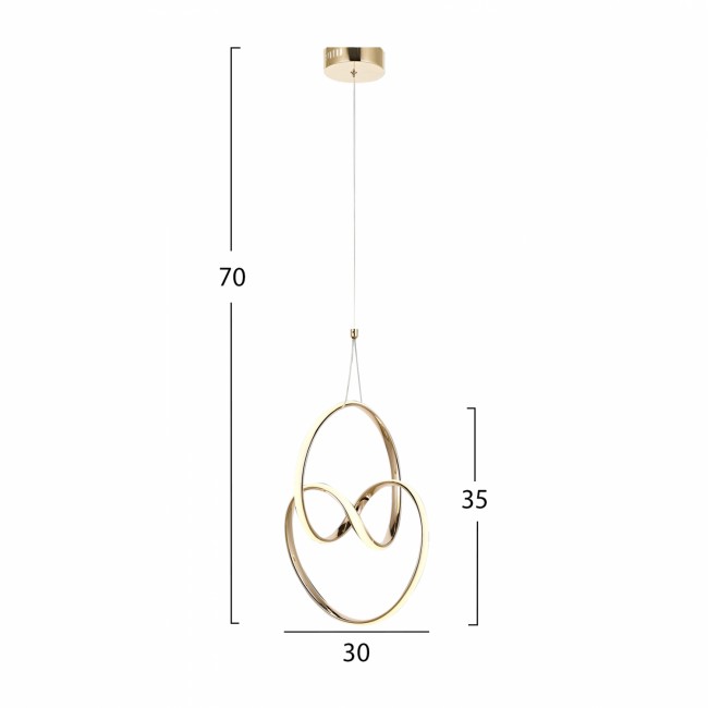 Φωτιστικό μονόφωτο από μέταλλο σε χρυσό χρώμα LED 30x30x70