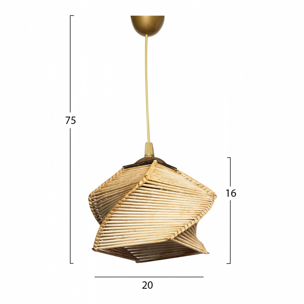 Φωτιστικό μονόφωτο από μπαμπού/μέταλλο σε φυσικό/χρυσό χρώμα 20x20x75