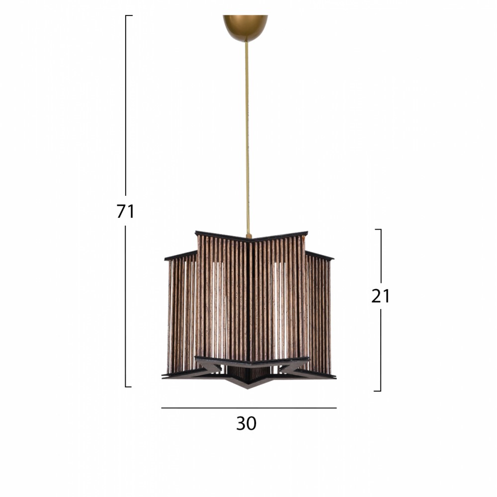 Φωτιστικό μονόφωτο από μέταλλο/μπαμπού σε μαύρο/φυσικό/χρυσό χρώμα E27 30x71