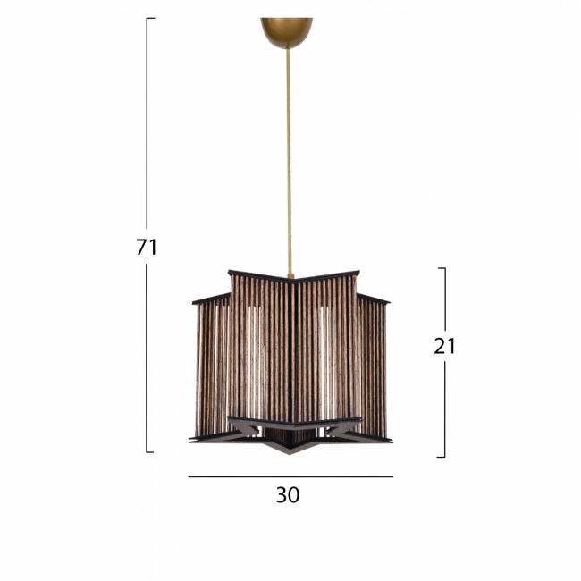 Φωτιστικό μονόφωτο από μέταλλο/μπαμπού σε μαύρο/φυσικό/χρυσό χρώμα E27 30x71