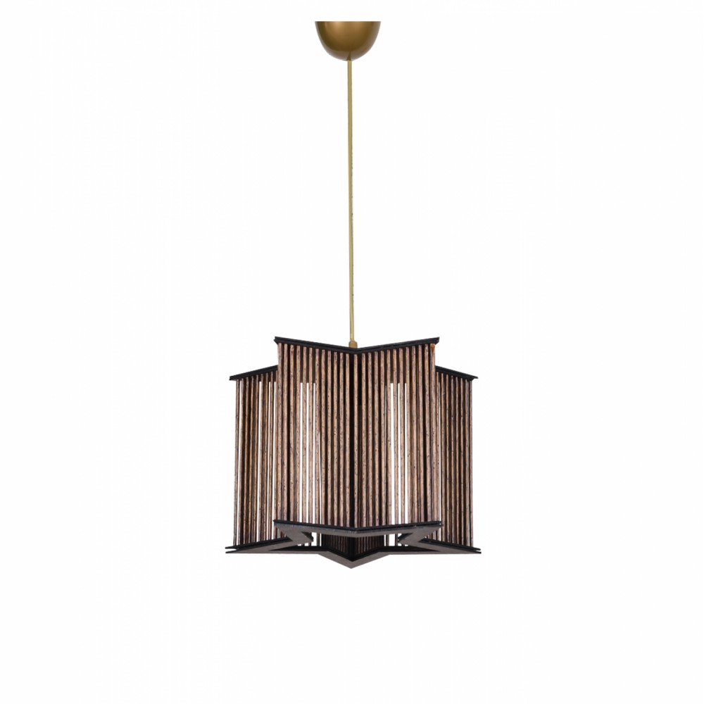 Φωτιστικό μονόφωτο από μέταλλο/μπαμπού σε μαύρο/φυσικό/χρυσό χρώμα E27 30x71