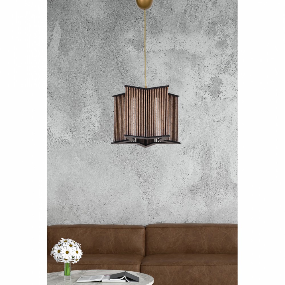 Φωτιστικό μονόφωτο από μέταλλο/μπαμπού σε μαύρο/φυσικό/χρυσό χρώμα E27 30x71