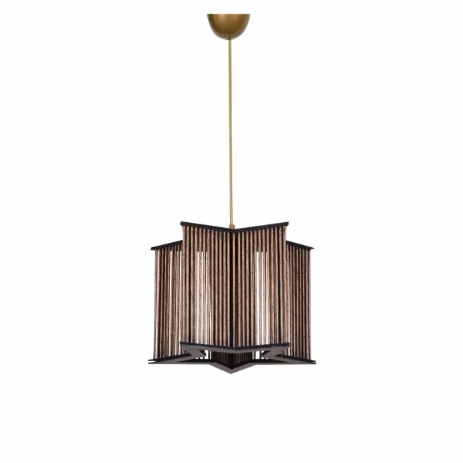 Φωτιστικό μονόφωτο από μέταλλο/μπαμπού σε μαύρο/φυσικό/χρυσό χρώμα E27 30x71