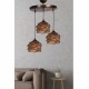 Φωτιστικό τρίφωτο από μέταλλο/μπαμπού σε μπρονζέ/καρυδί χρώμα Φ23x15