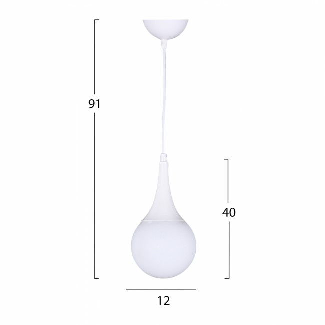 Φωτιστικό μονόφωτο από μέταλλο σε λευκό χρώμα Ε27 Φ12x91