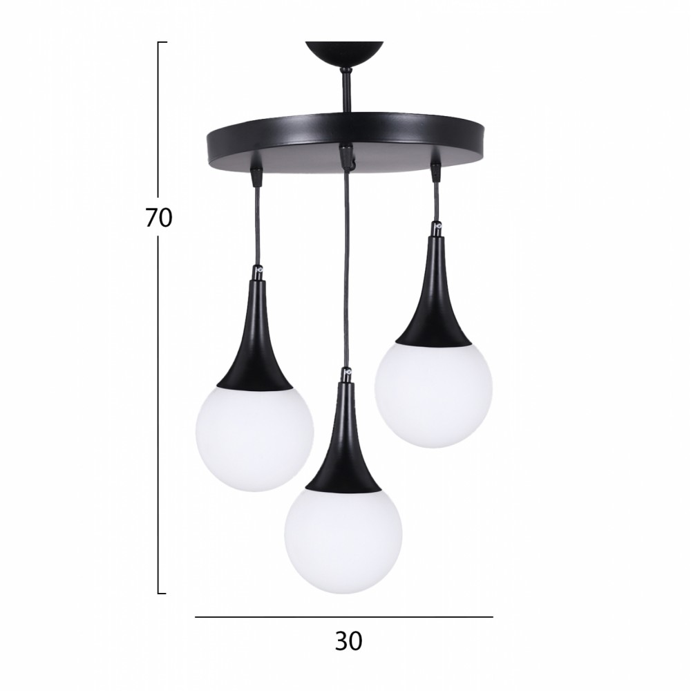 Φωτιστικό τρίφωτο από μέταλλο σε μαύρο/λευκό χρώμα Ε27 Φ30x75