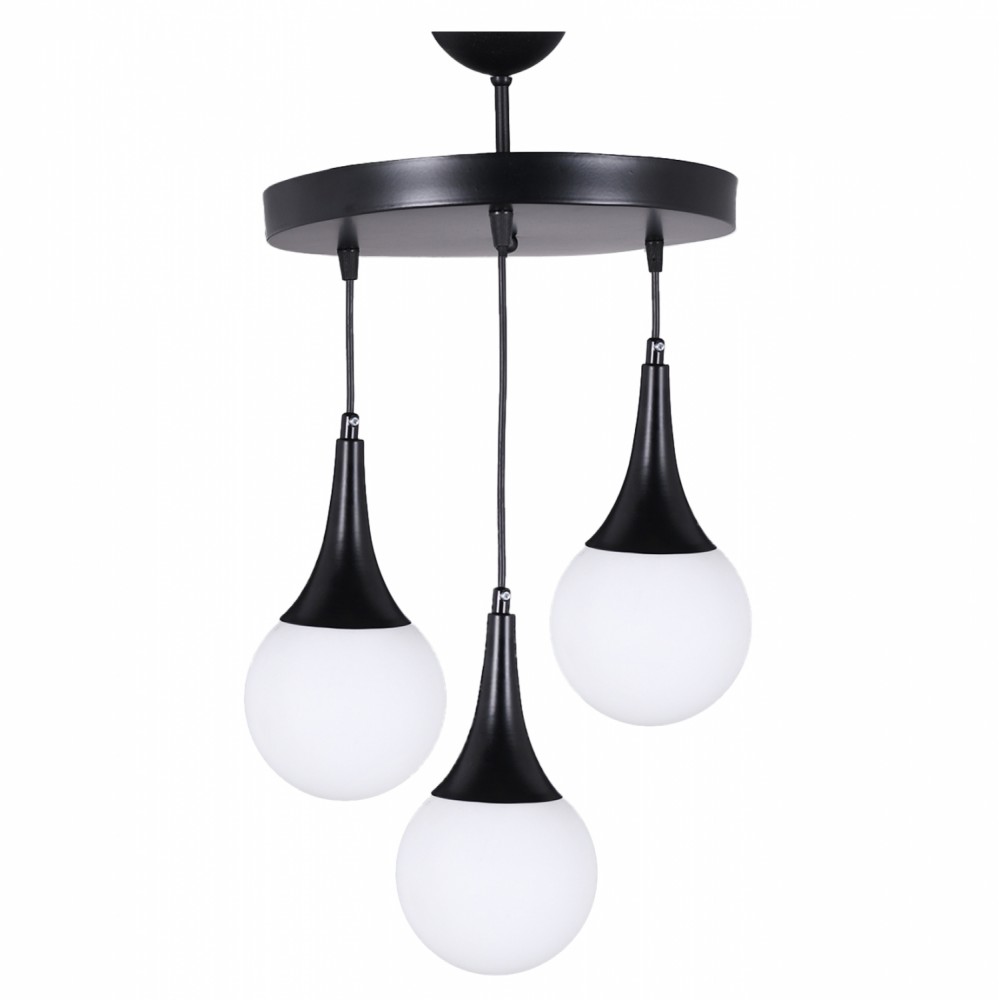 Φωτιστικό τρίφωτο από μέταλλο σε μαύρο/λευκό χρώμα Ε27 Φ30x75