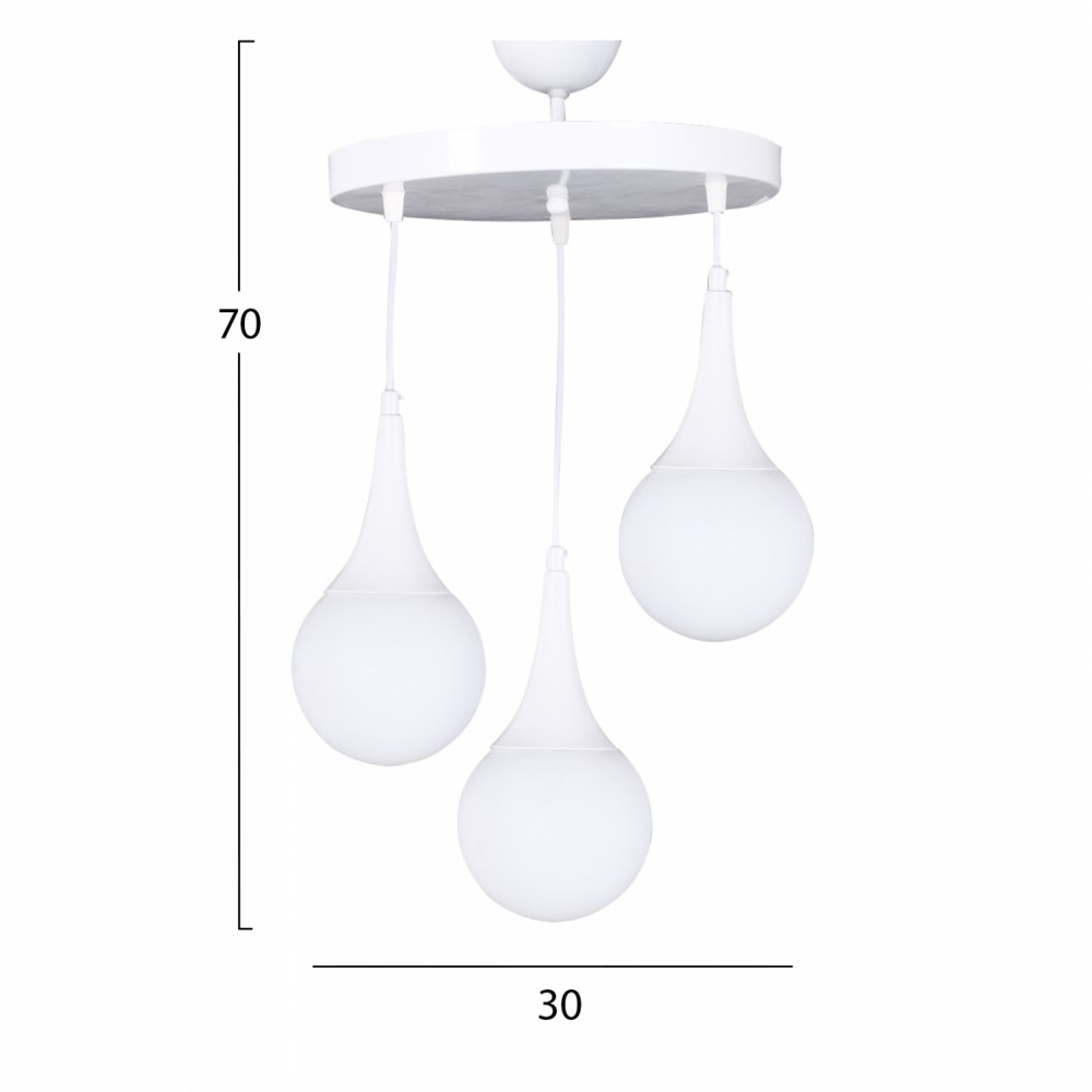 Φωτιστικό τρίφωτο από μέταλλο σε λευκό χρώμα Ε27 Φ30x75