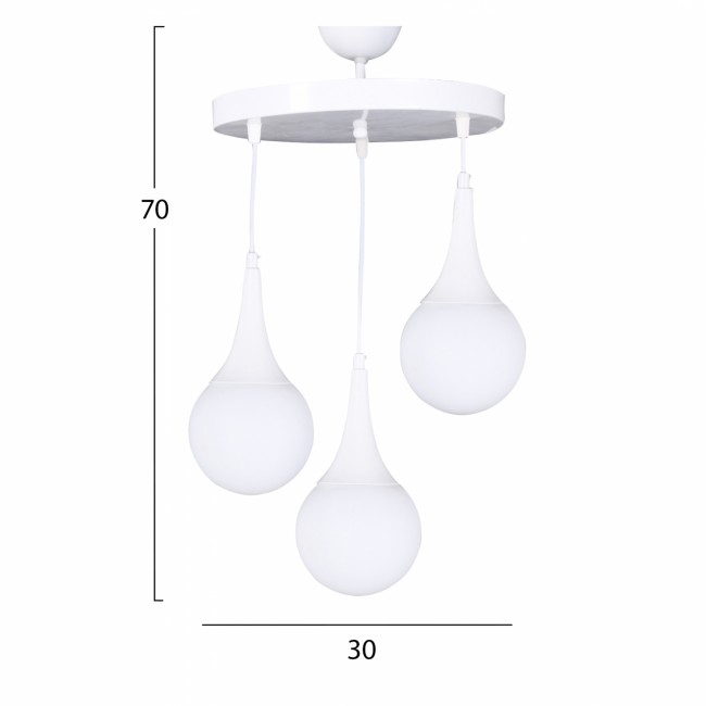 Φωτιστικό τρίφωτο από μέταλλο σε λευκό χρώμα Ε27 Φ30x75