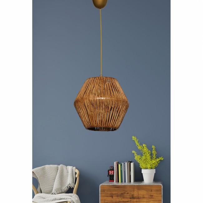 Φωτιστικό μονόφωτο από μέταλλο/μπαμπού σε χρώμα καρυδί 25x25x55