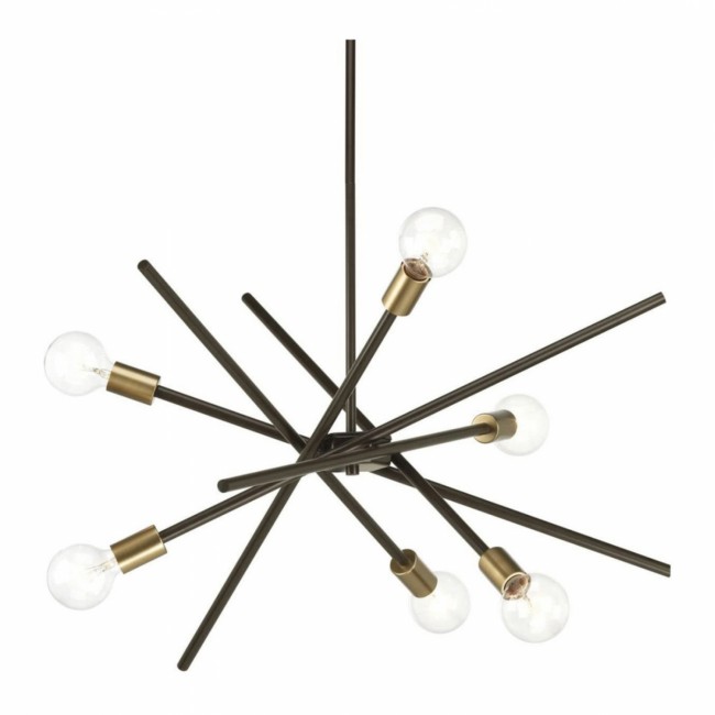 Φωτιστικό εξάφωτο από μέταλλο σε μαύρο/χρυσό χρώμα Ε27 Φ60x70