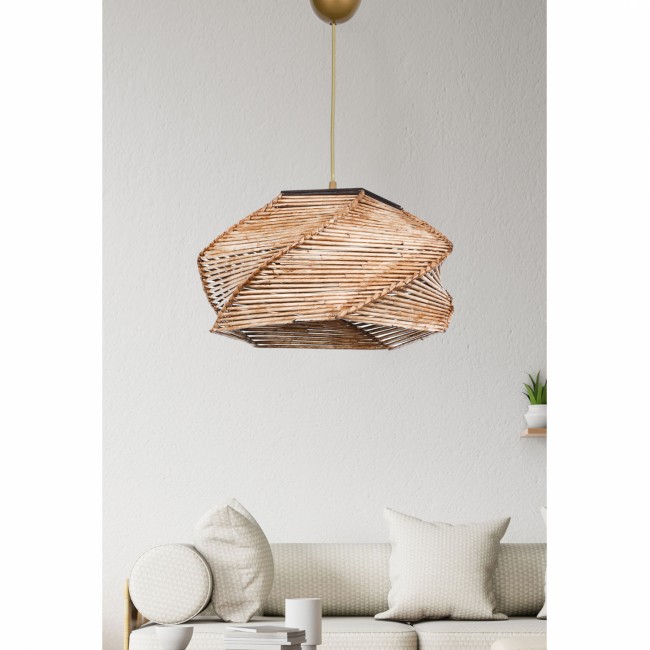 Φωτιστικό μονόφωτο από ξύλο/μπαμπού σε χρώμα φυσικό 36x36x65