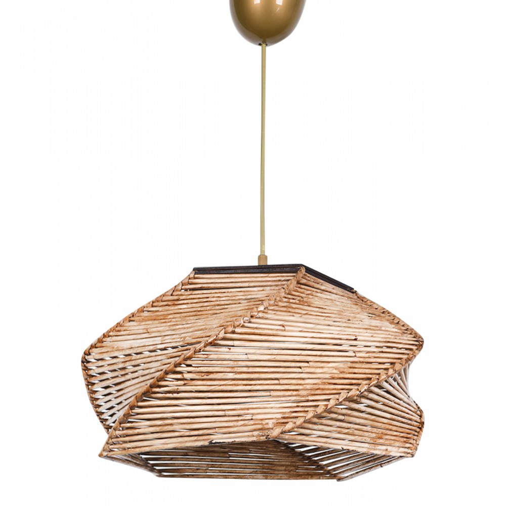 Φωτιστικό μονόφωτο από ξύλο/μπαμπού σε χρώμα φυσικό 36x36x65