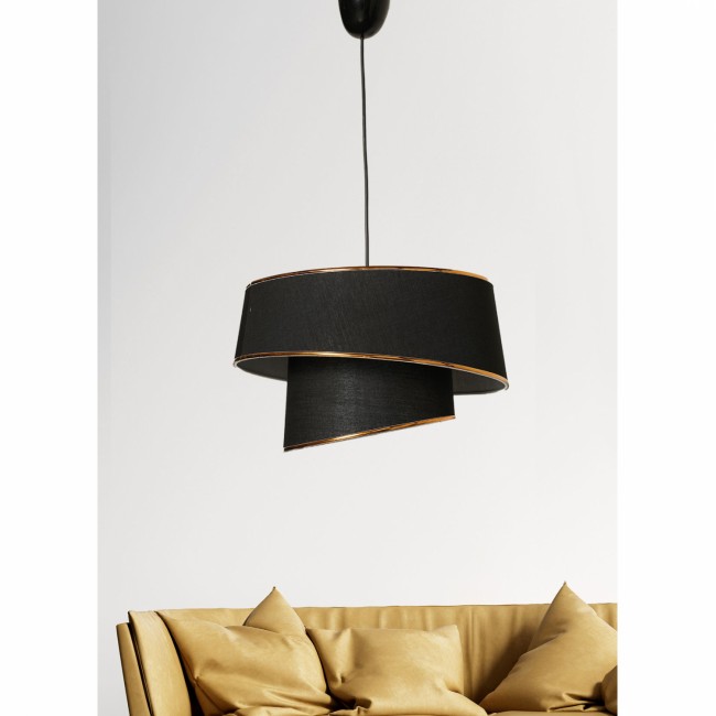 Μονόφωτο φωτιστικό από ύφασμα σε μαύρο χρώμα Ε27 Φ32x70