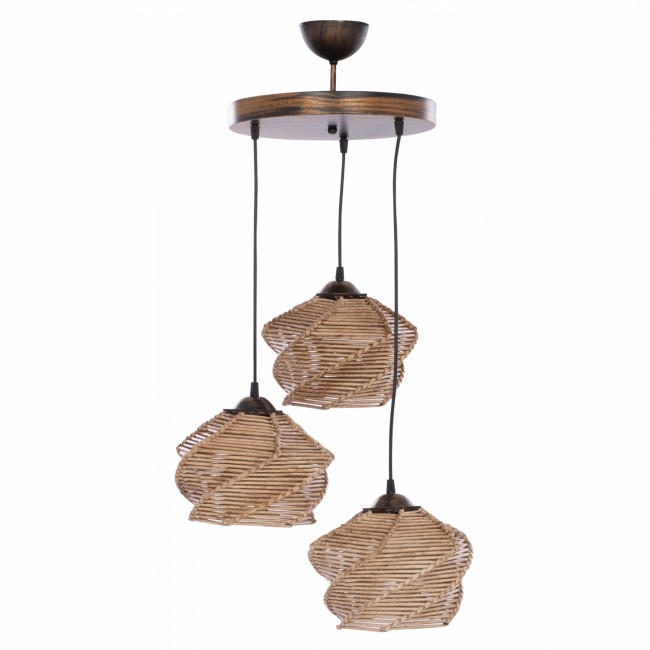 Φωτιστικό τρίφωτο από ξύλο/μπαμπού χρώμα φυσικό 23x85