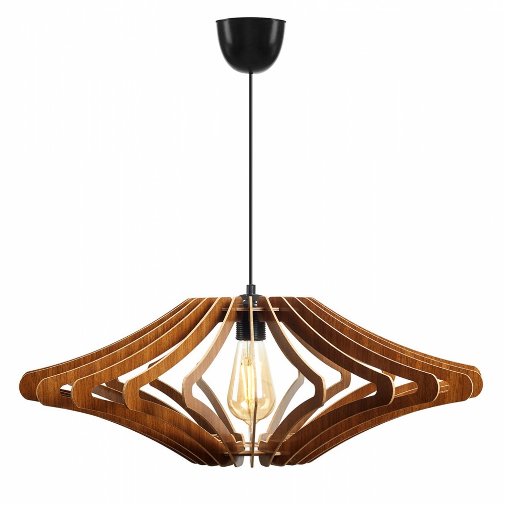 Μονόφωτο φωτιστικό από ξύλο σε καρυδί χρώμα Ε27 Φ47x55