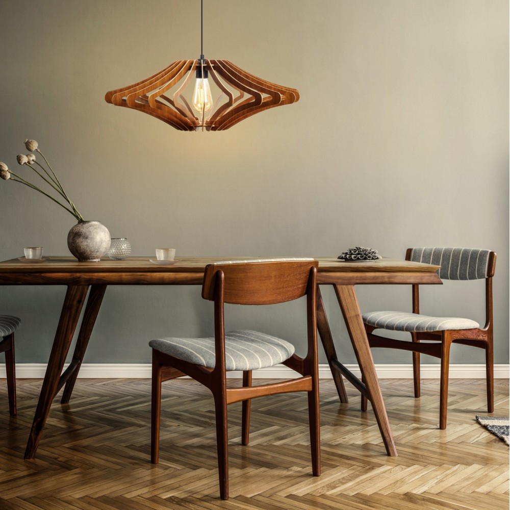 Μονόφωτο φωτιστικό από ξύλο σε καρυδί χρώμα Ε27 Φ47x55