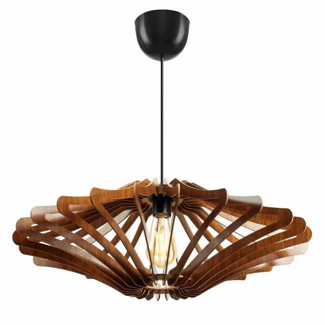 Μονόφωτο φωτιστικό από ξύλο σε καρυδί χρώμα Ε27 Φ47x55