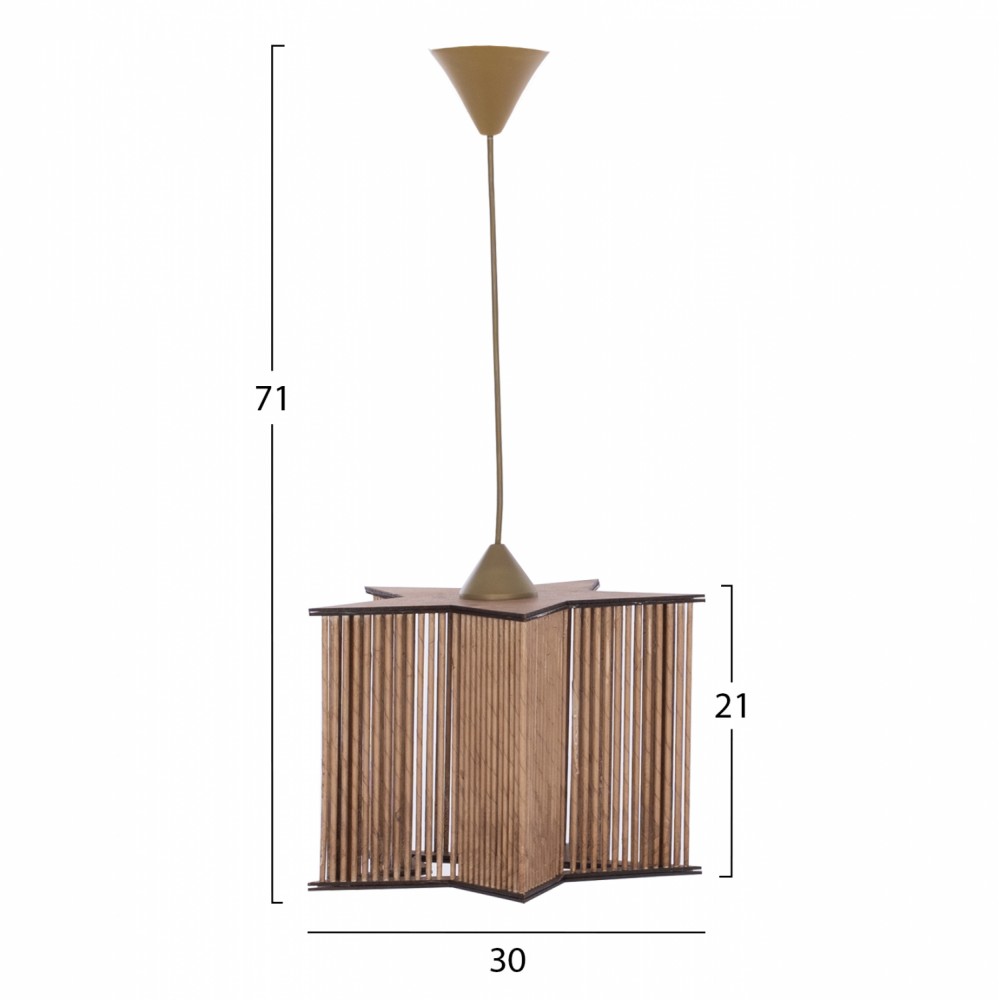 Φωτιστικό μονόφωτο από μέταλλο/μπαμπού σε χρώμα χρυσό/φυσικό 30x30x71