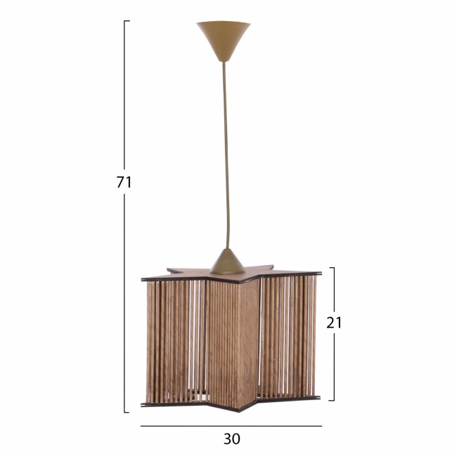 Φωτιστικό μονόφωτο από μέταλλο/μπαμπού σε χρώμα χρυσό/φυσικό 30x30x71