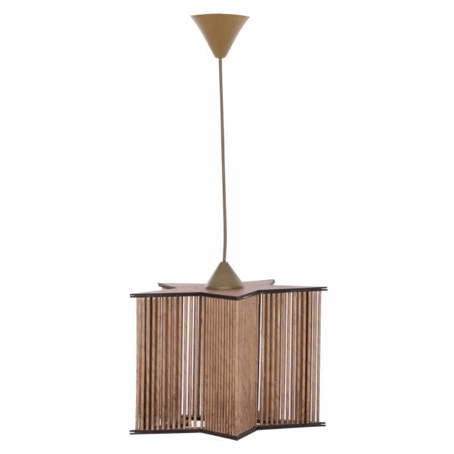 Φωτιστικό μονόφωτο από μέταλλο/μπαμπού σε χρώμα χρυσό/φυσικό 30x30x71