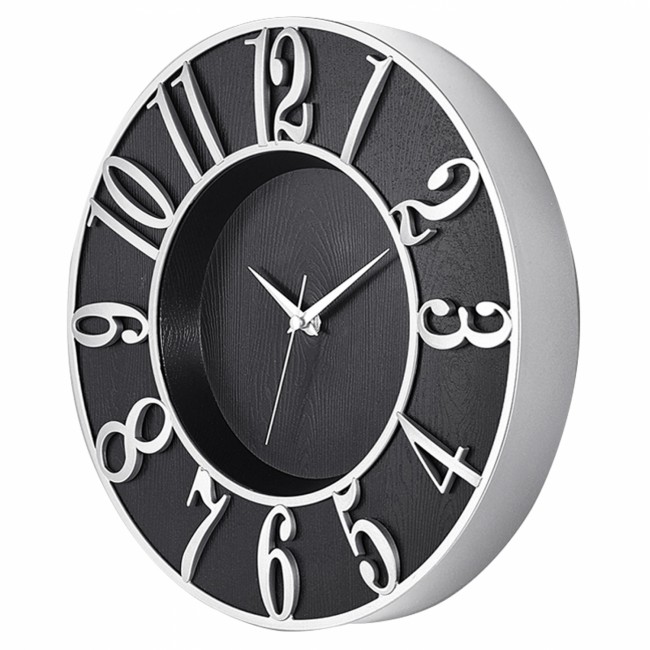 Ρολόι τοίχου από μέταλλο/PP σε μαύρο/ασημί χρώμα 34x5x34
