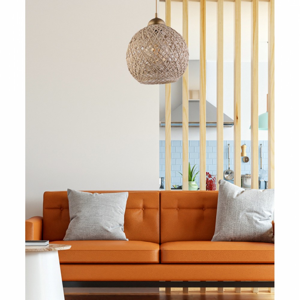 Μονόφωτο φωτιστικό από σχοινί σε μπεζ χρώμα Φ22x55