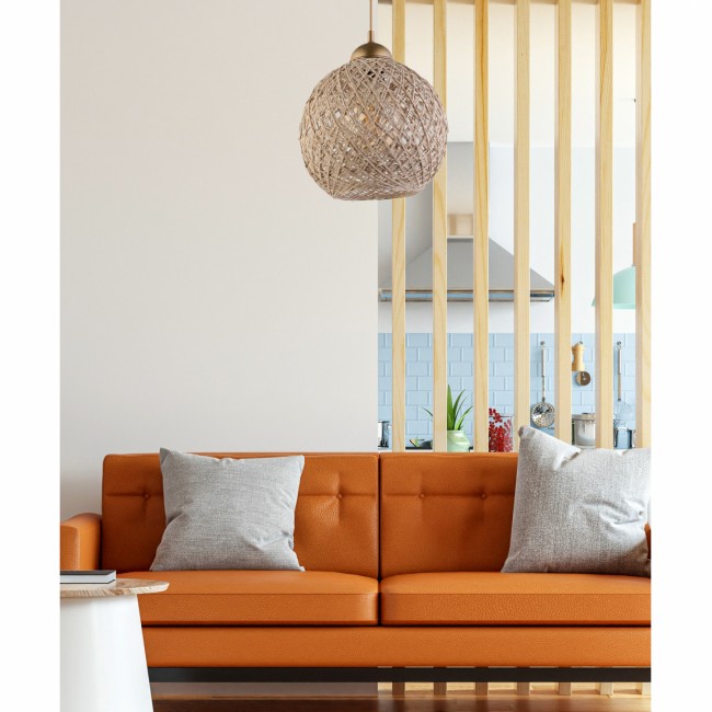 Μονόφωτο φωτιστικό από σχοινί σε μπεζ χρώμα Φ22x55