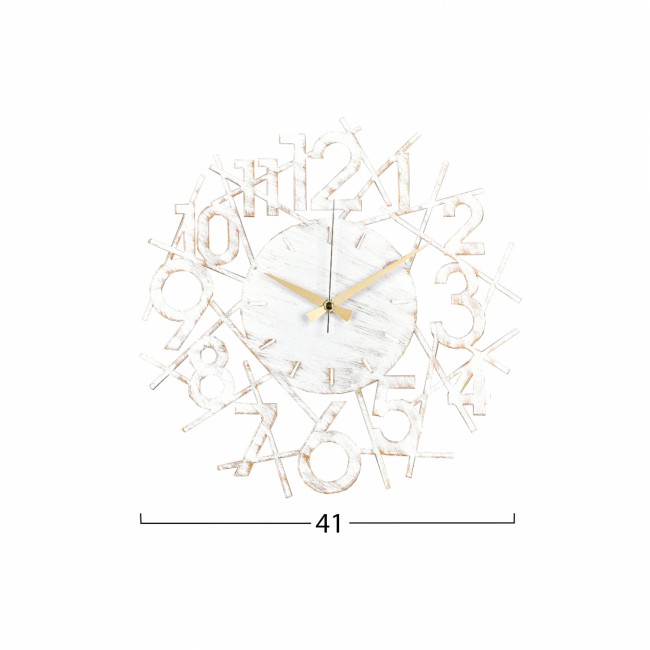 Ρολόι τοίχου από μέταλλο σε λευκό χρώμα 41x41